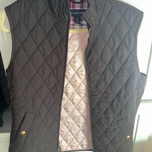 Lands' End Quilted Vest with Pink Plaid Lining